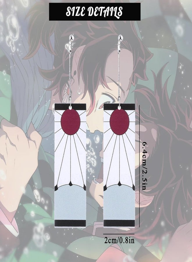 RAINDEWLL Tanjiro Earrings-Hanafuda Anime Earrings Cosplay Jewelry Gifts for Women Fans (white-pin) - Image 5